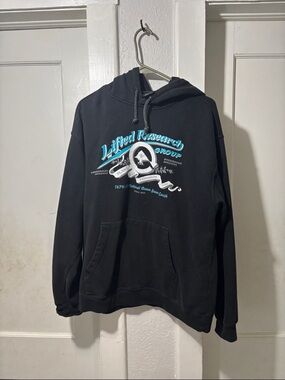 Lrg Black Hoodie with Teal & White Graphic